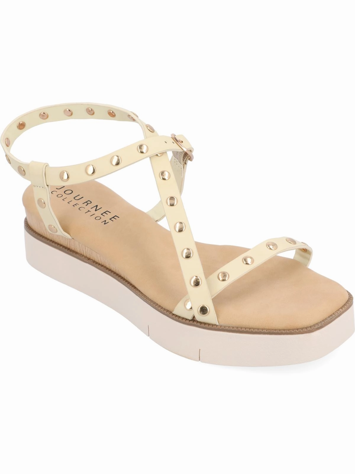 Lindsay Womens Faux Leather Studded Slingback Sandals