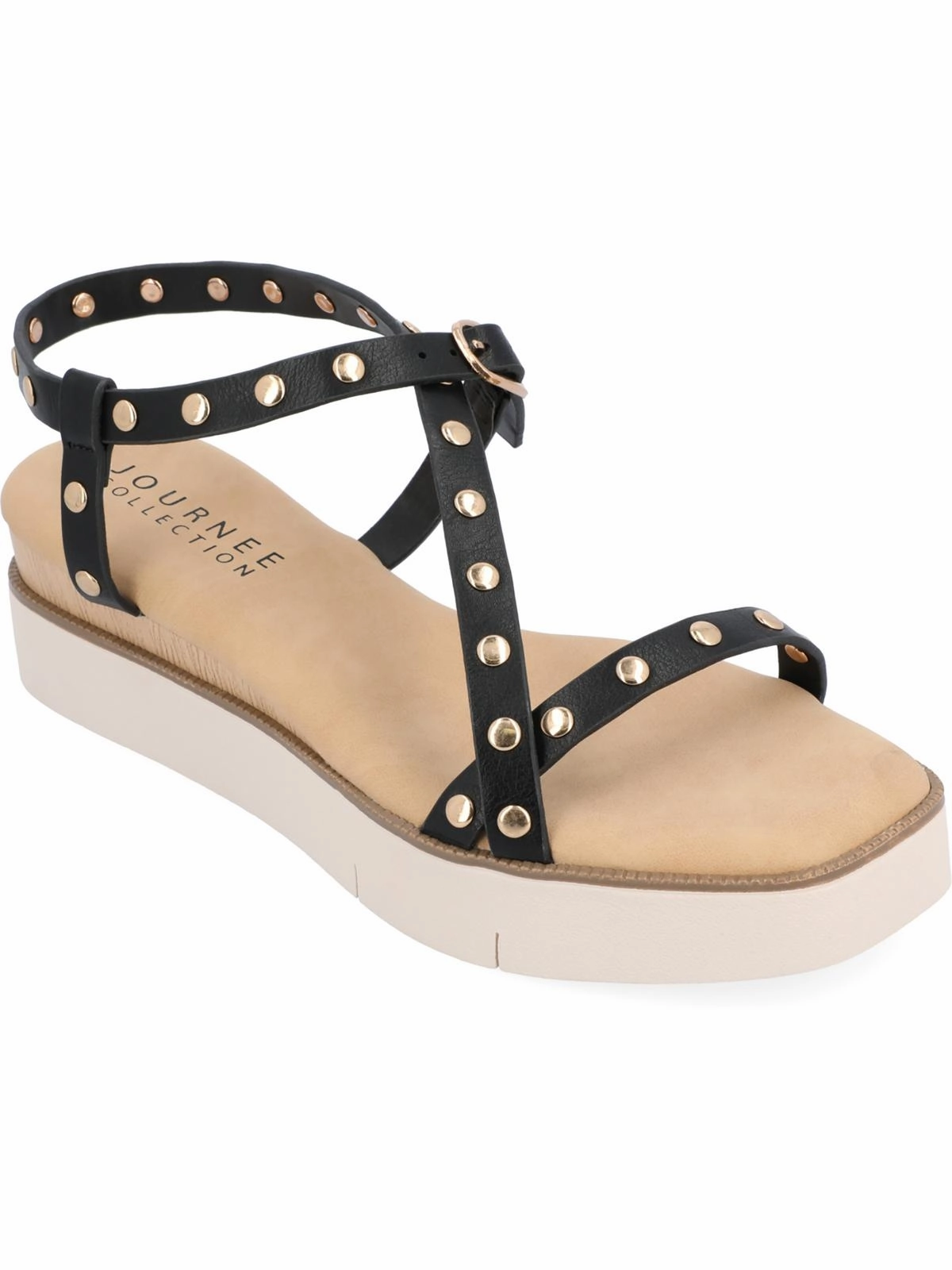 Lindsay Womens Faux Leather Studded Slingback Sandals