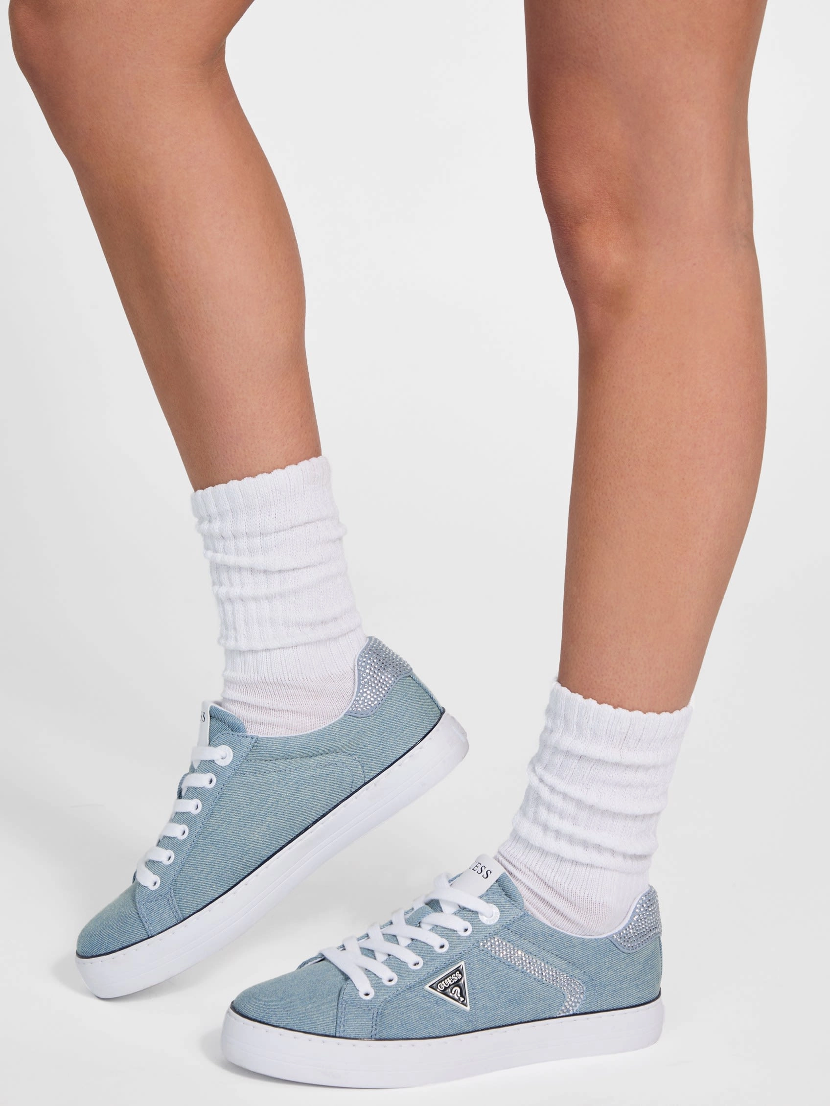 Lins Rhinestone Low-Top Denim Sneakers
