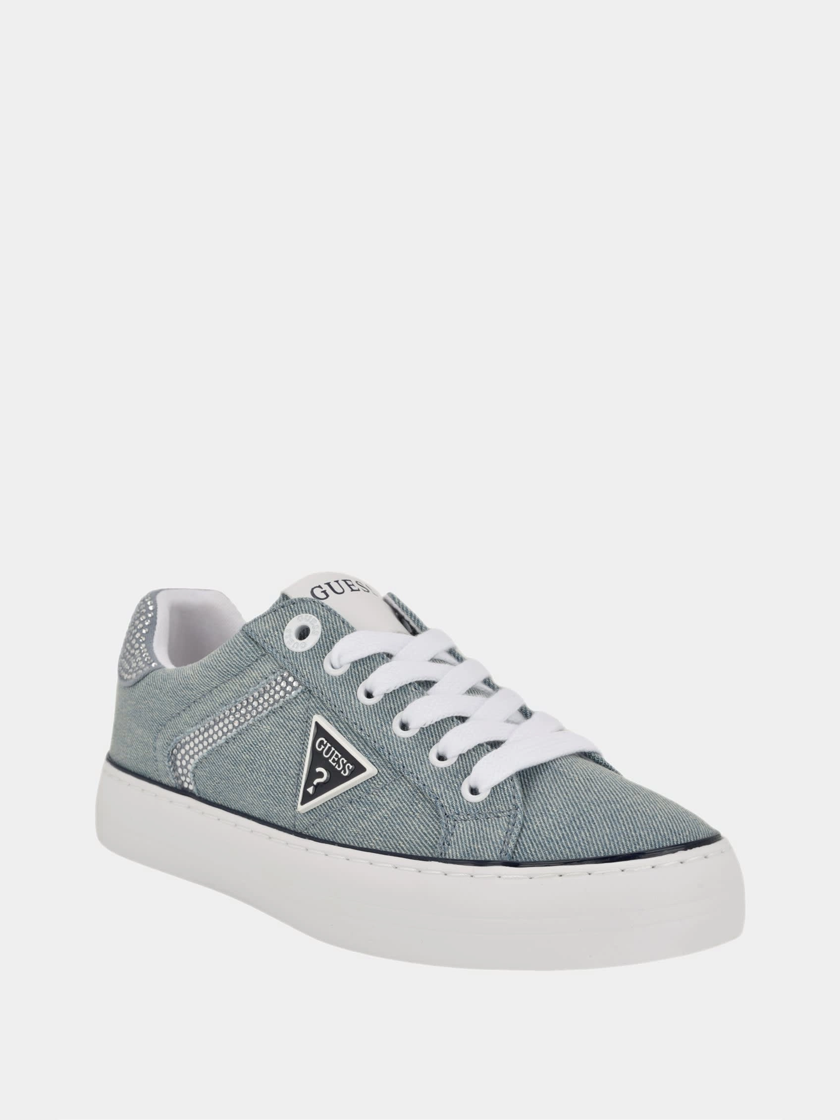 Lins Rhinestone Low-Top Denim Sneakers