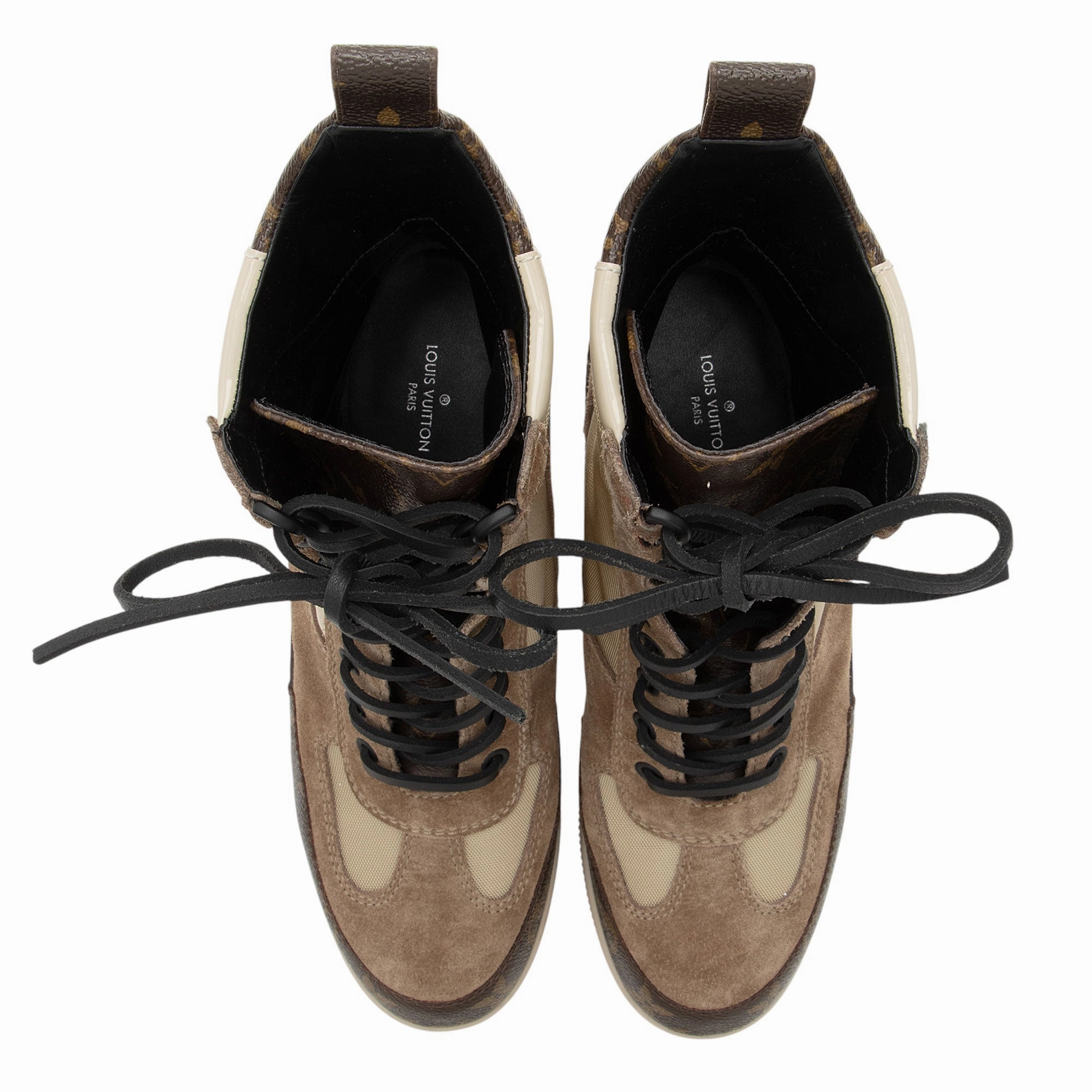 Louis Vuitton Monogram Canvas Suede Laureate Desert Platform Boots