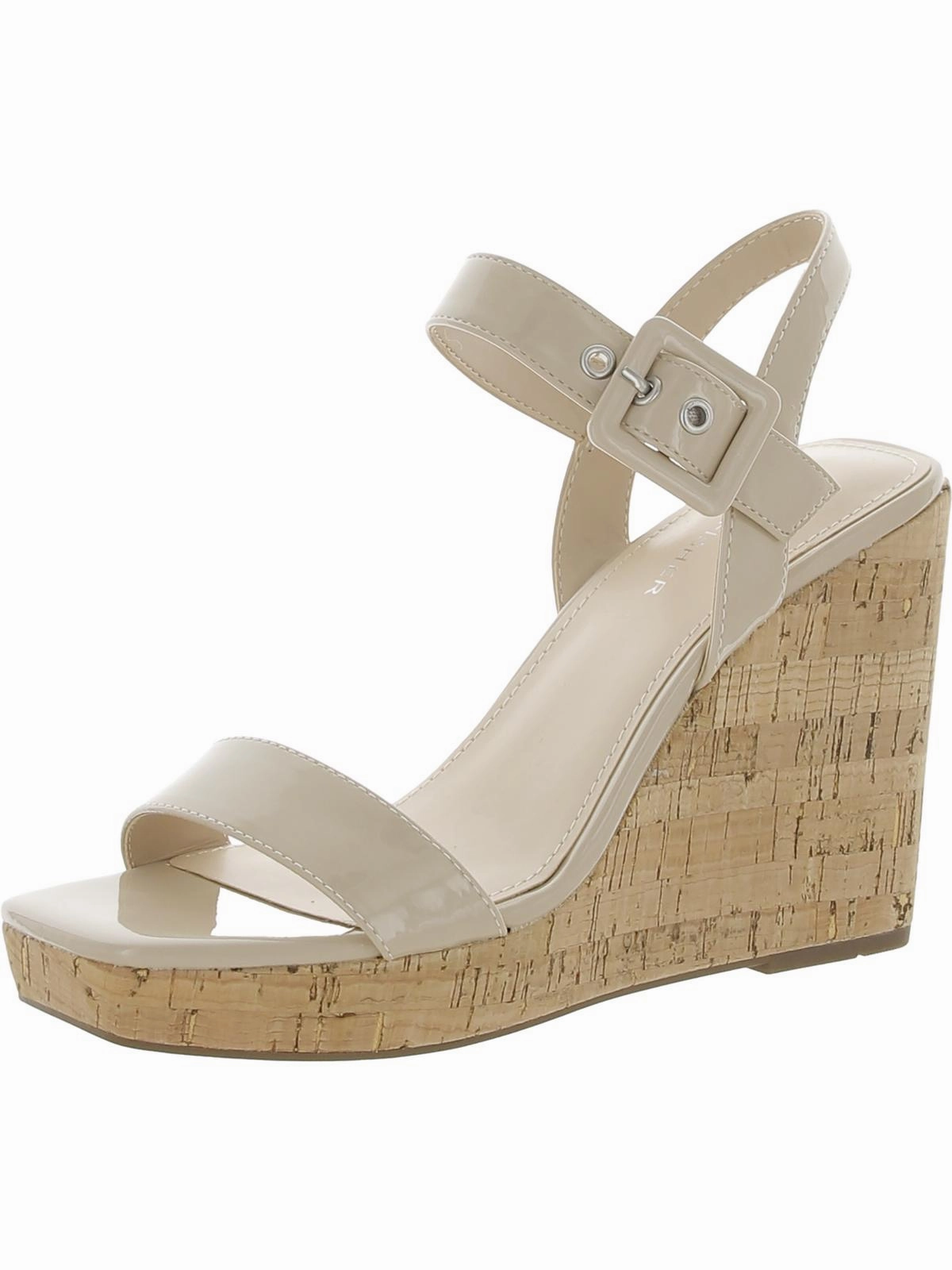 Lukey Womens Cork Open Toe Wedge Sandals