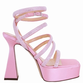 Mach & Mach Sydney Pink Embellishe Platform Sandals Affordable Womens Sandals outlet