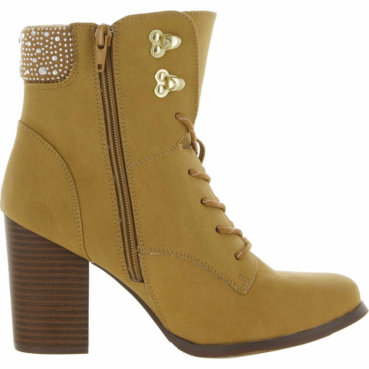 Maddie Womens Faux Leather Lace-Up Booties