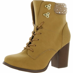 Maddie Womens Faux Leather Lace-Up Booties High-quality Womens Boots discount