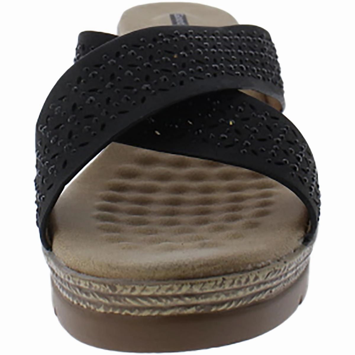 Malia Womens Faux Leather Embellished Wedge Sandals