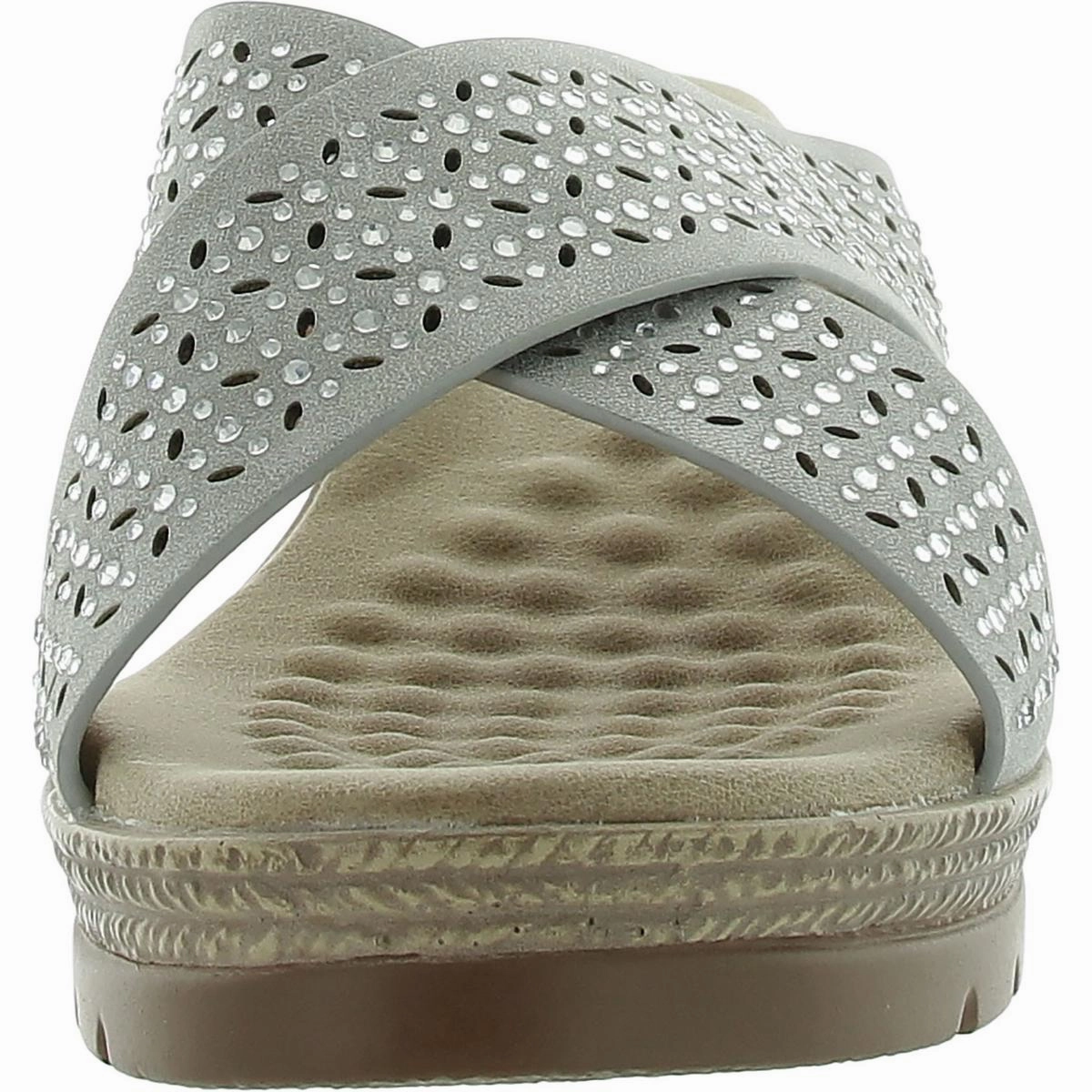 Malia Womens Faux Leather Embellished Wedge Sandals