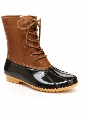 Maplewood Womens Faux Leather Lace-Up Rain Boots Hot sale Womens Boots