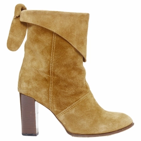 Marc Jacobs tan suede bow slouchy western boots Promo on Womens Fashionable Boots