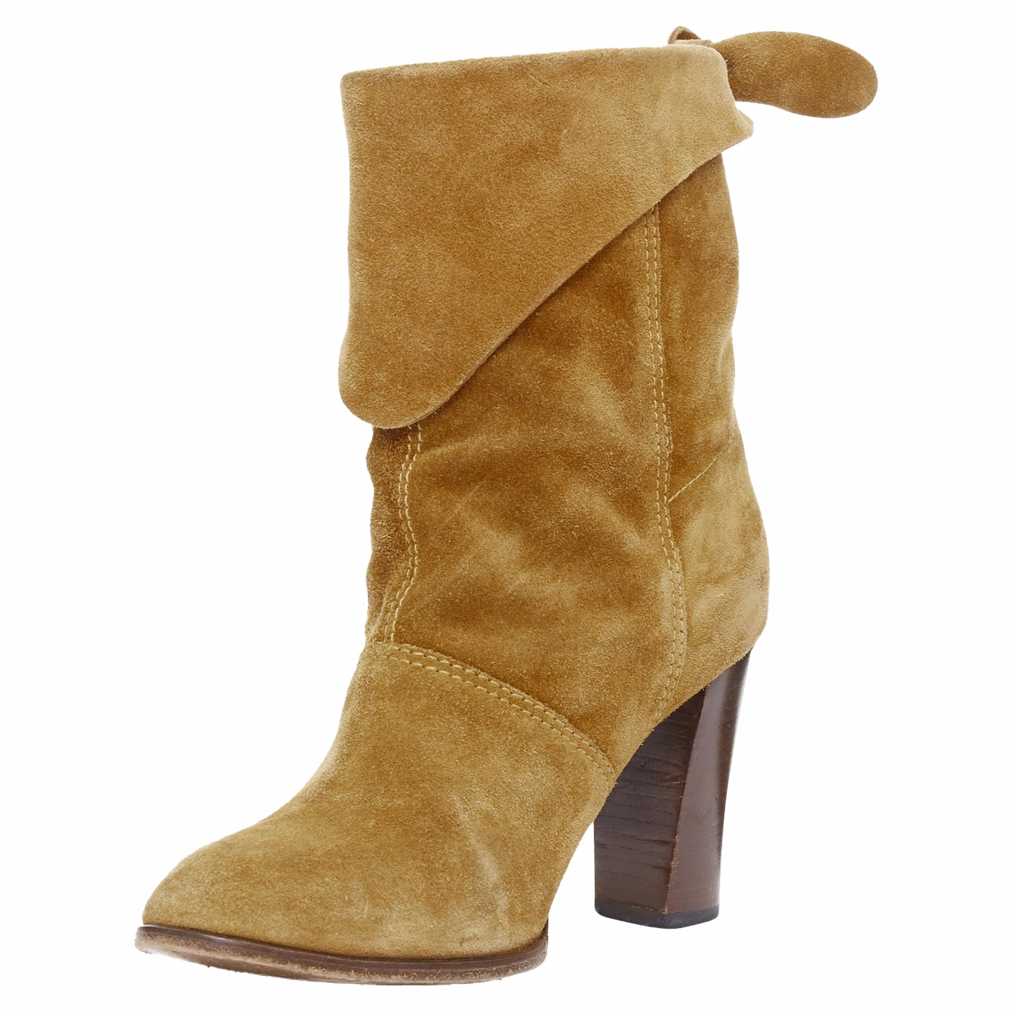 Marc Jacobs tan suede bow slouchy western boots