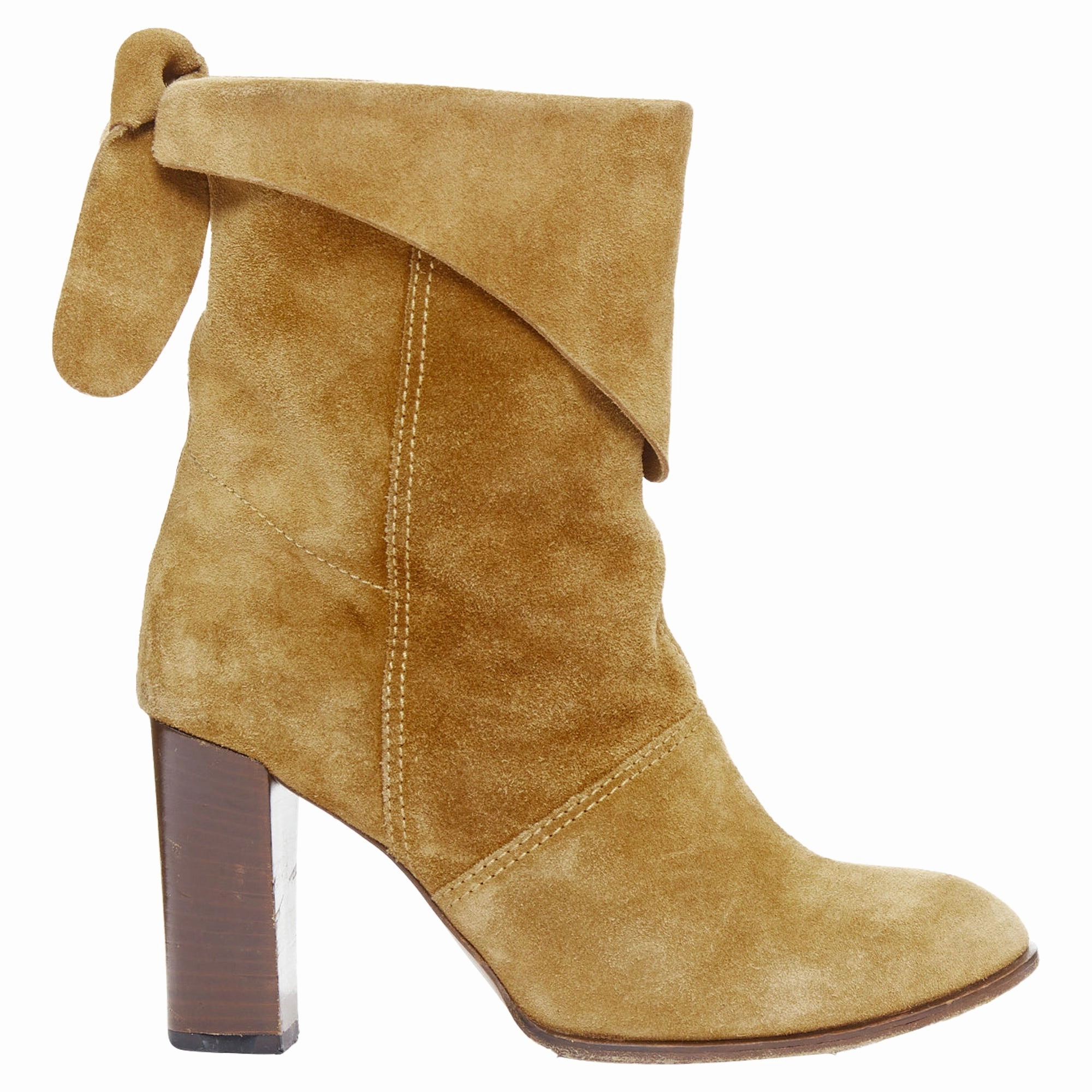 Marc Jacobs tan suede bow slouchy western boots Promo on Womens Fashionable Boots