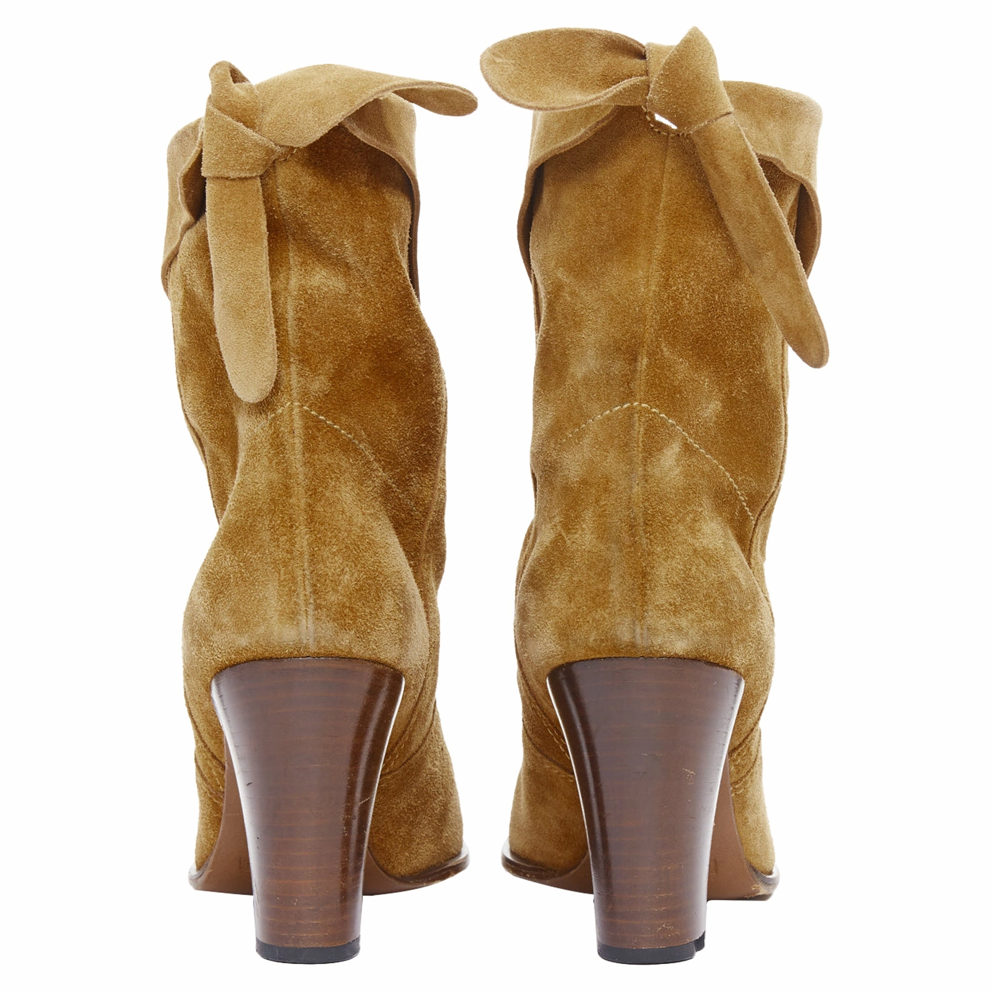 Marc Jacobs tan suede bow slouchy western boots
