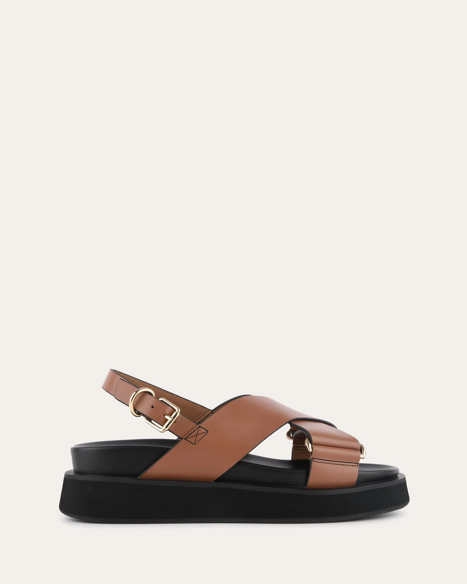 MARLEY FLAT SANDALS DARK TAN LEATHER Womens Sandals on sale