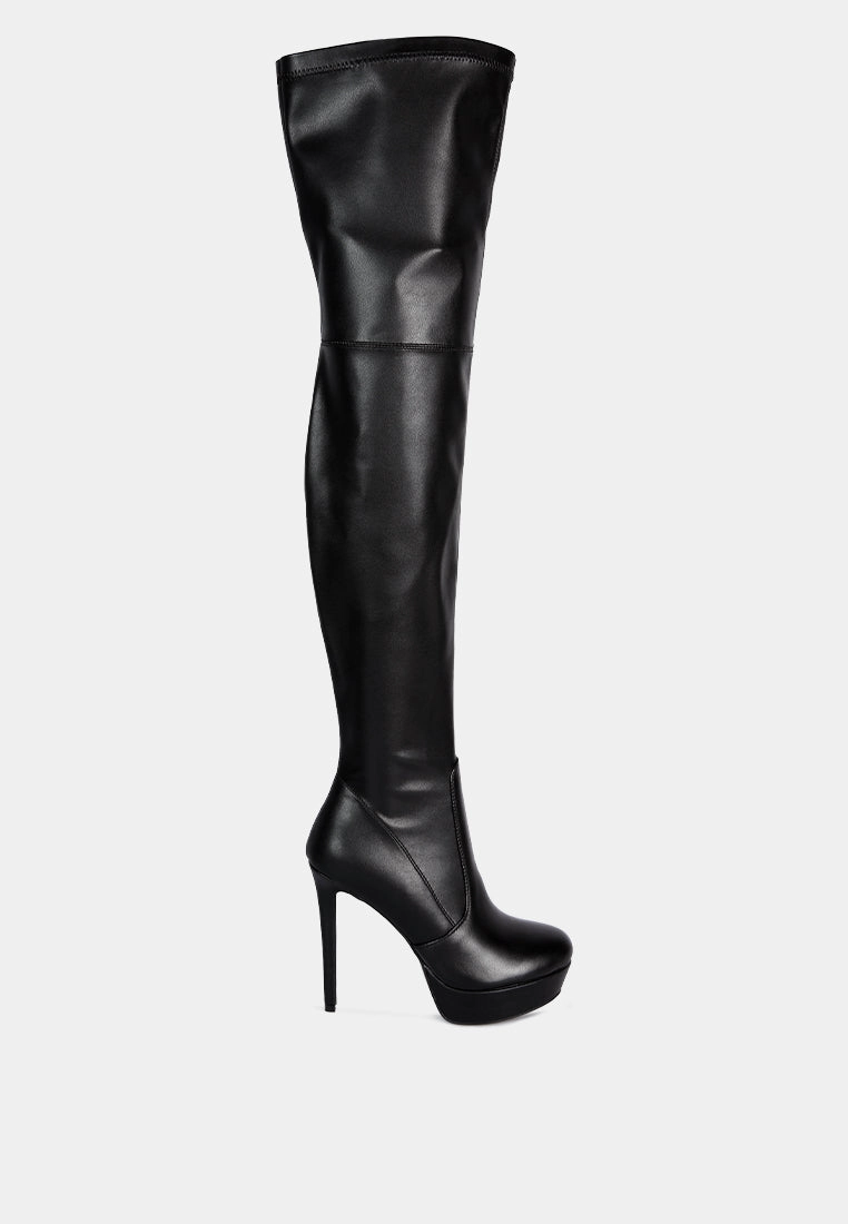 marvelettes faux leather high heeled long boots