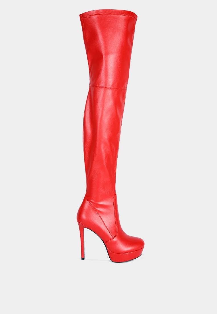 marvelettes faux leather high heeled long boots