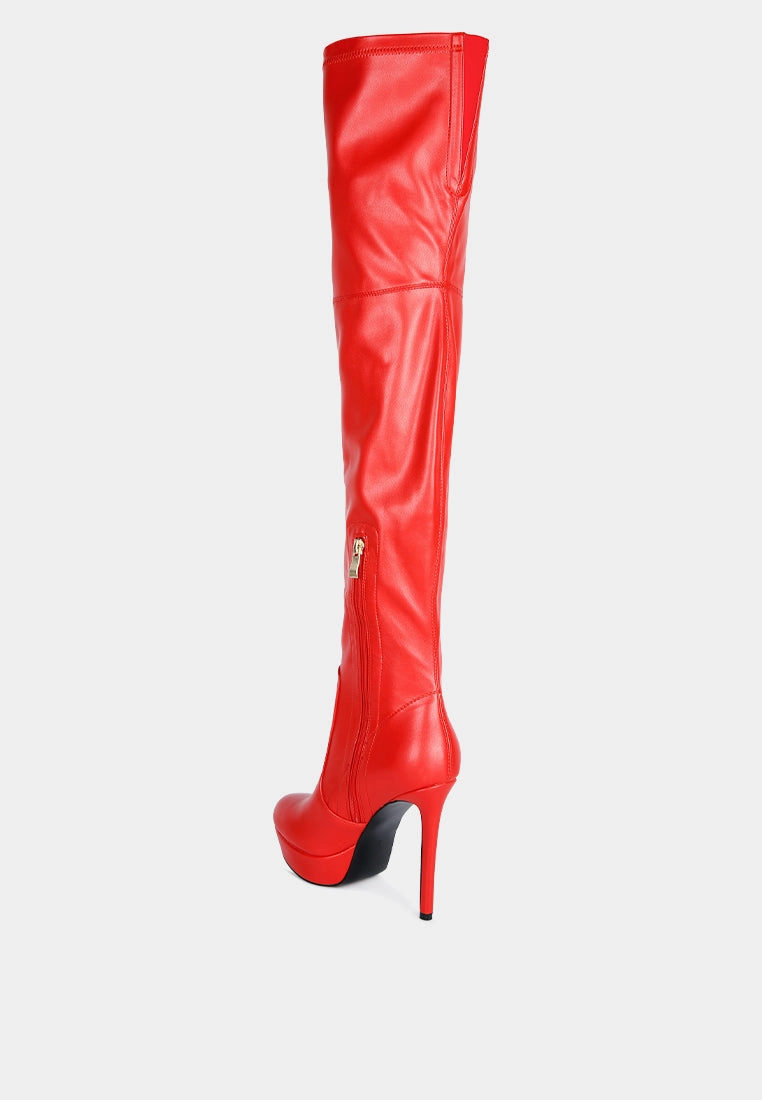 marvelettes faux leather high heeled long boots