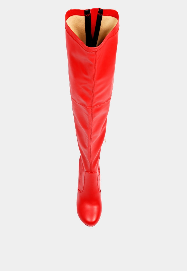 marvelettes faux leather high heeled long boots