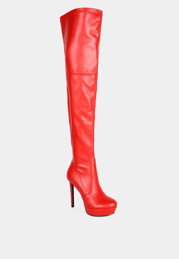 marvelettes faux leather high heeled long boots