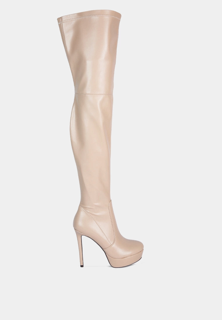 marvelettes faux leather high heeled long boots Promo on Womens Fashionable Boots