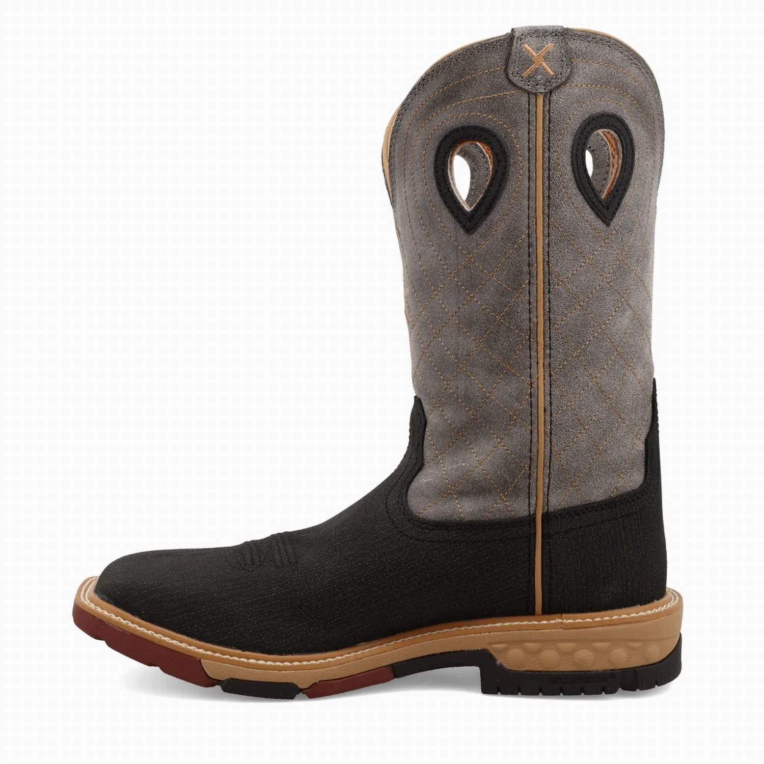 Men's 12 Western Work Boot In Black/ Charcoal Grey