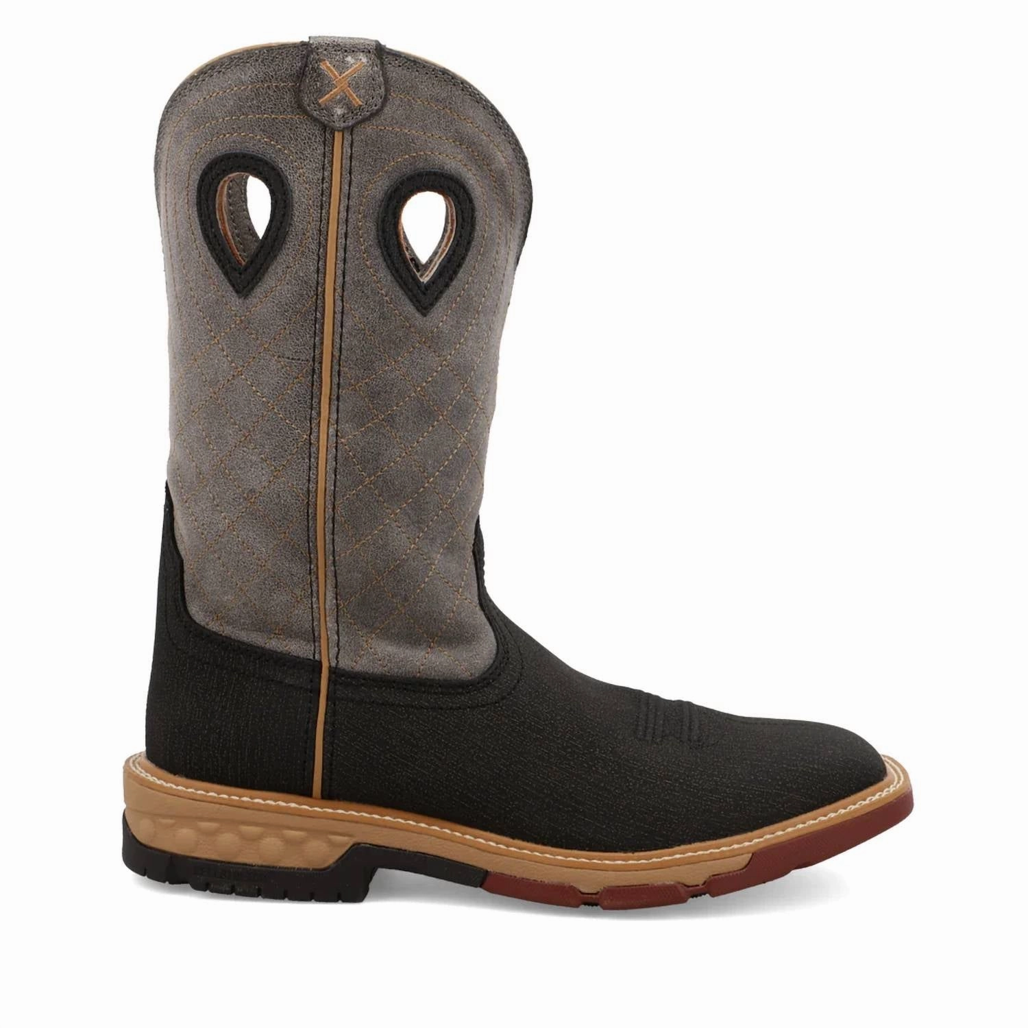 Men's 12 Western Work Boot In Black/ Charcoal Grey