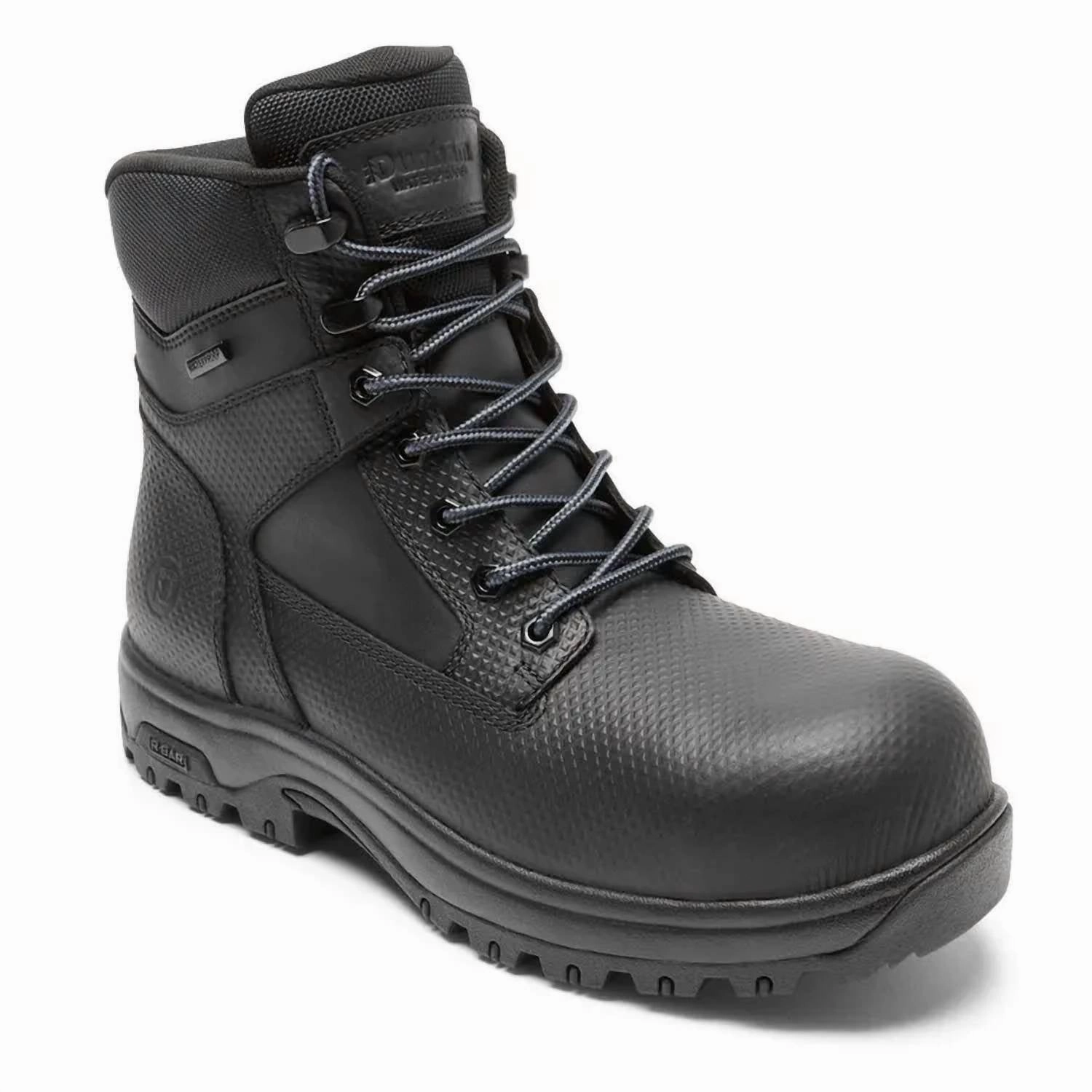 Men's 8000Works Waterproof Safety Plain Toe Boot - Xx-Wide In Black Textured Leather Cheap Mens Boots & Chukkas