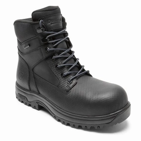 Men's 8000Works Waterproof Safety Plain Toe Boot - Xx-Wide In Black Textured Leather Cheap Mens Boots & Chukkas