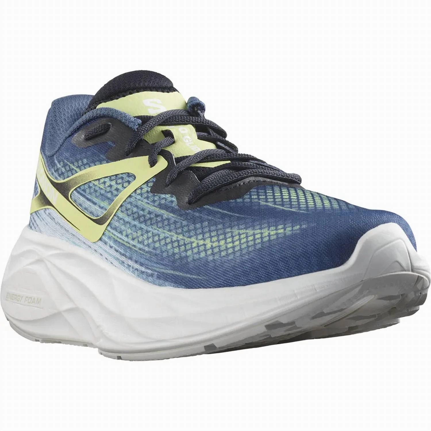 Men's Aero Glide Running Shoes In Blue Ashes/dark Sapphire/sunny Lime