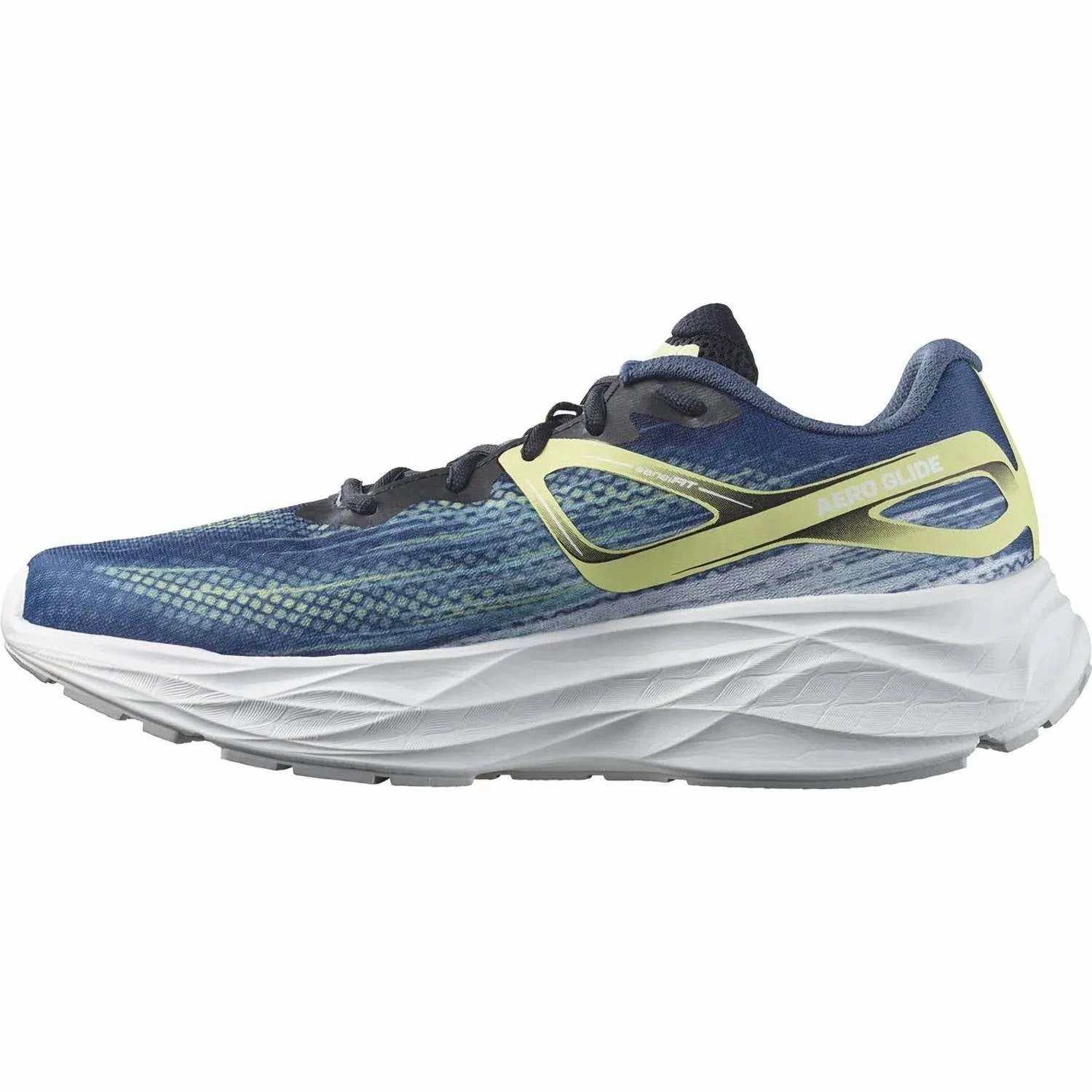 Men's Aero Glide Running Shoes In Blue Ashes/dark Sapphire/sunny Lime
