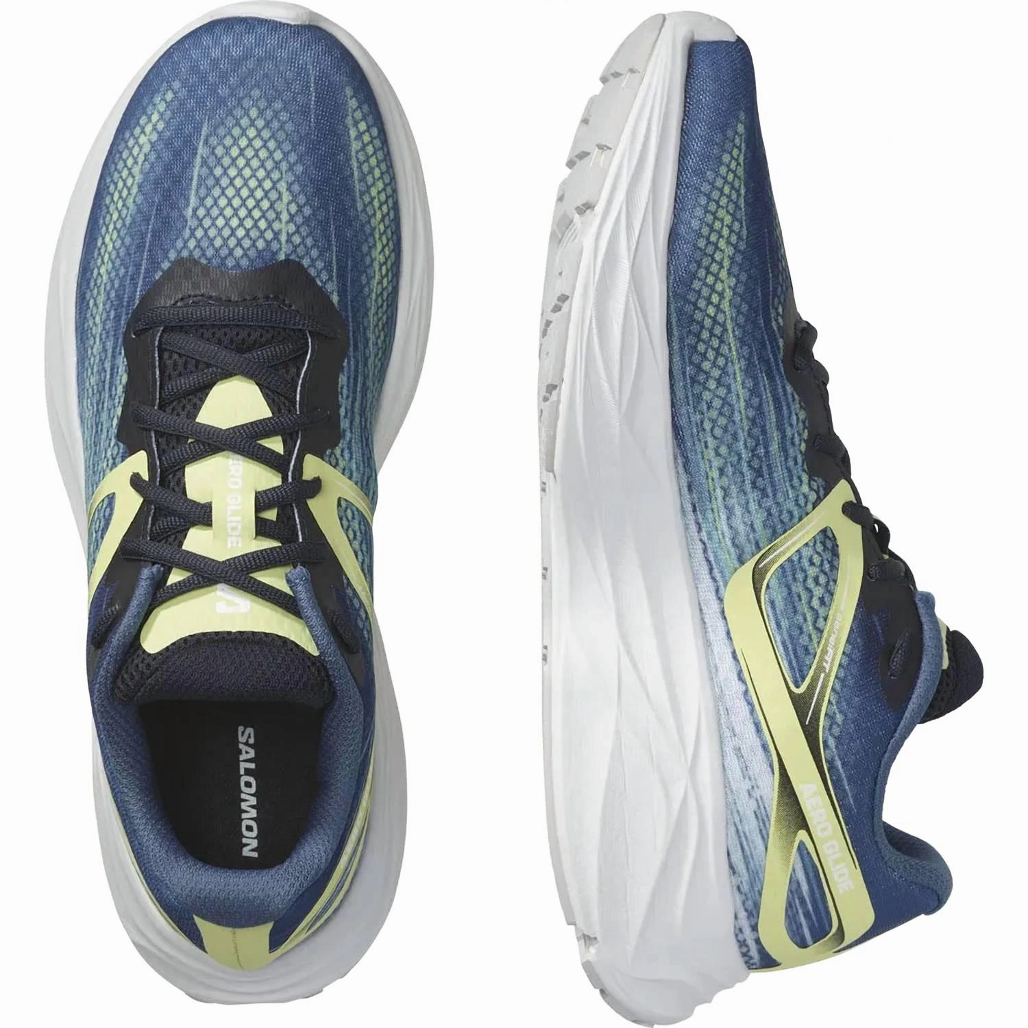 Men's Aero Glide Running Shoes In Blue Ashes/dark Sapphire/sunny Lime