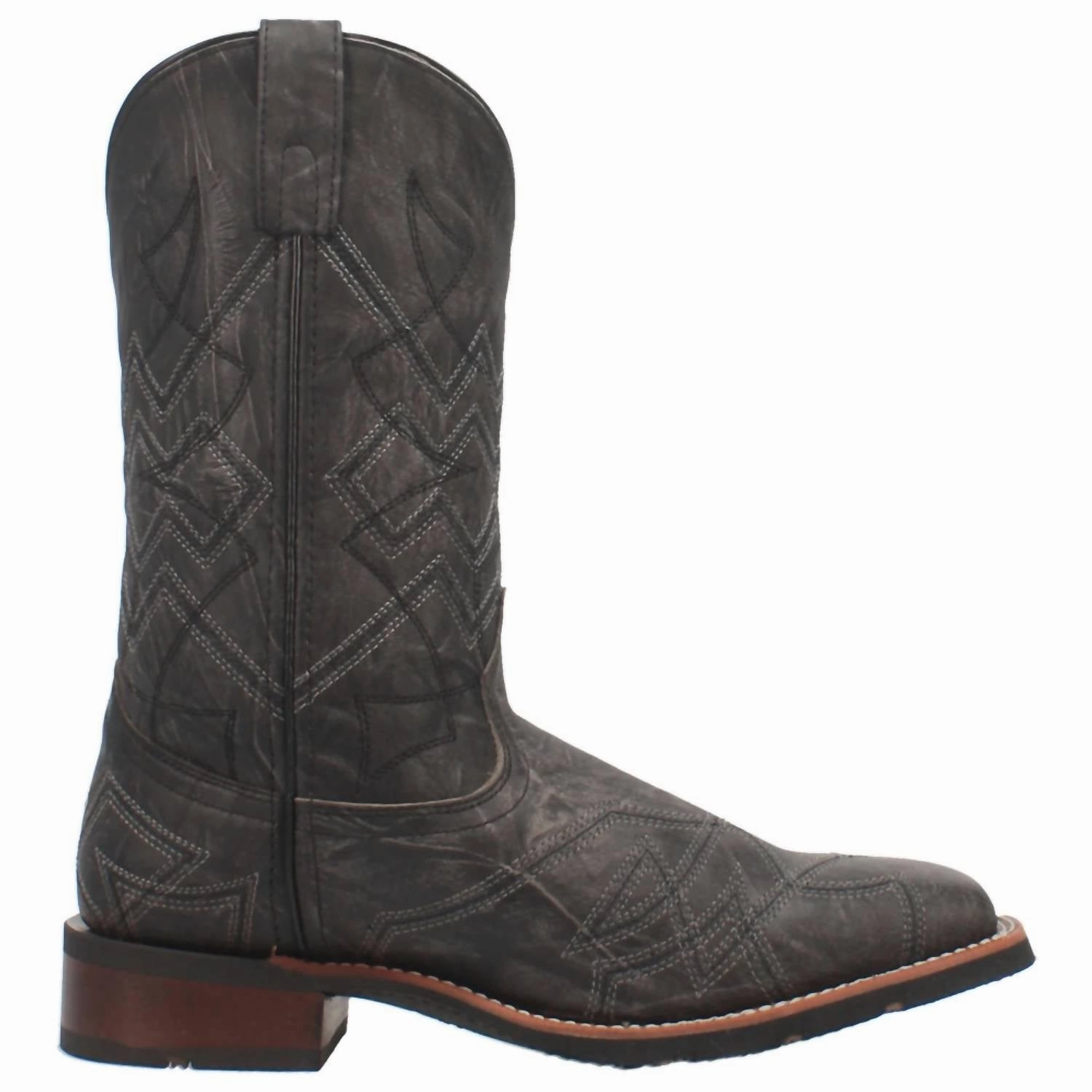 Men's Axel Square Toe Western Cowboy Boot In Charcoal Black