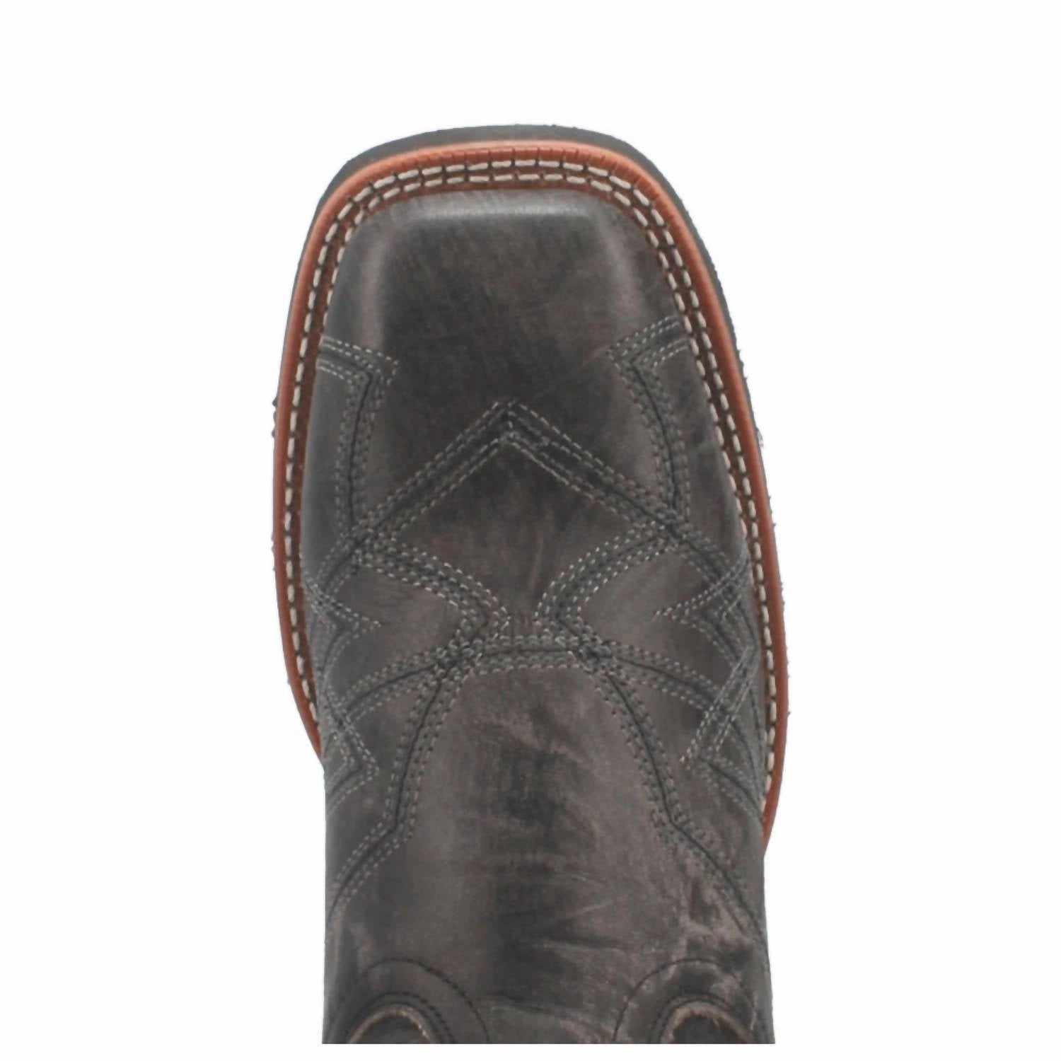 Men's Axel Square Toe Western Cowboy Boot In Charcoal Black