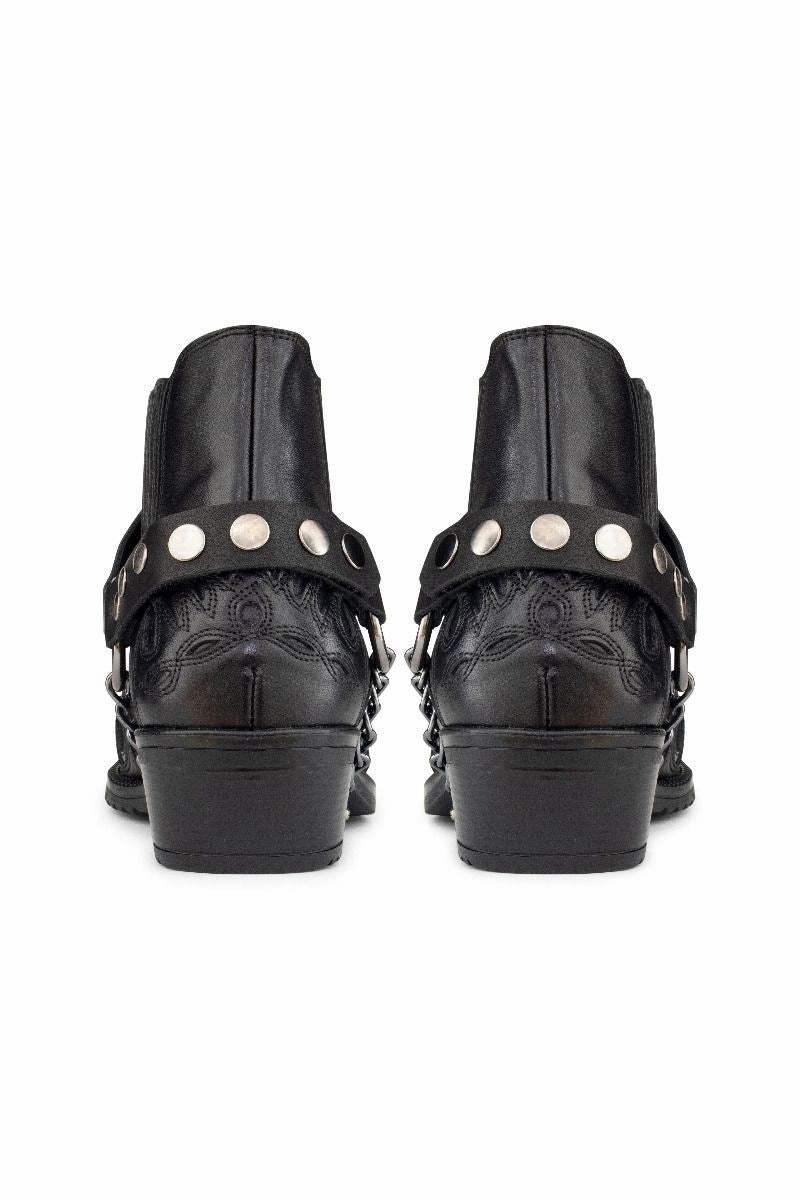 Men's Black Leather Western Winklepicker Gothic Boots