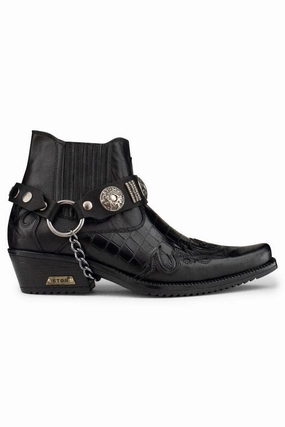 Men's Black Leather Western Winklepicker Gothic Boots Cheap Mens Boots & Chukkas