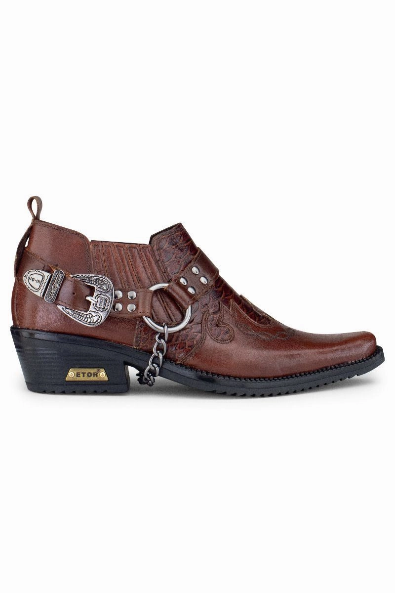 Men's Brown Leather Winklepicker Cowboy Cuban Biker Shoes Mens Chukka Boots outlet deals