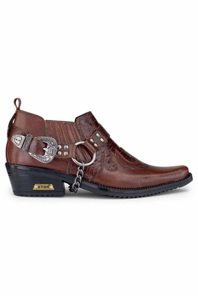 Men's Brown Leather Winklepicker Cowboy Cuban Biker Shoes Mens Chukka Boots outlet deals