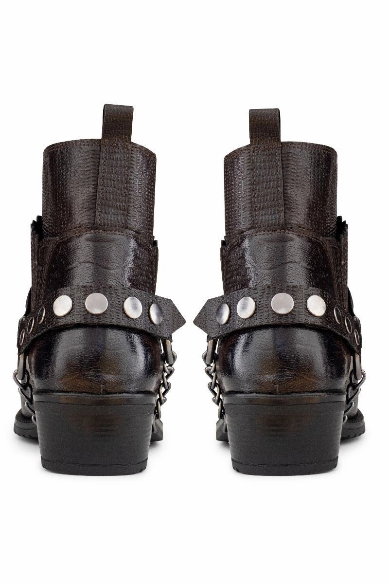 Men's Brown Leather Winklepicker Western Gothic Boots