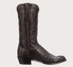 Men's Charles Caiman Belly R-Toe Mens Exotic Cowboy Boot In Black_Cherry/cordova Cheap Mens Boots & Chukkas