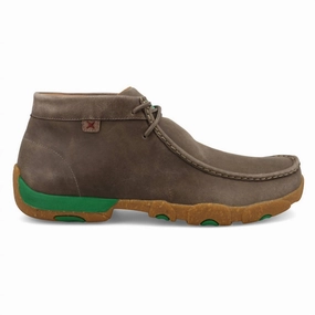 Men's Chukka Driving Moc Toe 4H Shoes In Deep Taupe & Kelly Green Buy Mens Chukkas online shop