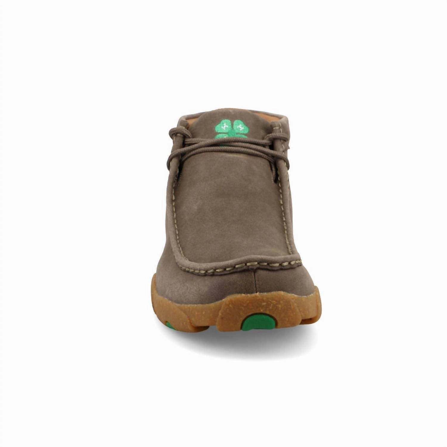 Men's Chukka Driving Moc Toe 4H Shoes In Deep Taupe & Kelly Green