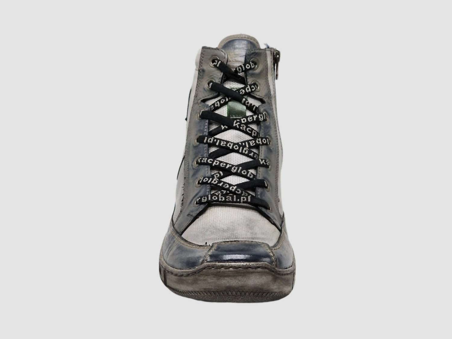 Men's Comfort Thick Wool Lined Zip-Up Leather Boots In Grey/green