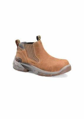 Men's Duke Composite Toe Slip On Work Boots In Brown Cheap Mens Boots & Chukkas