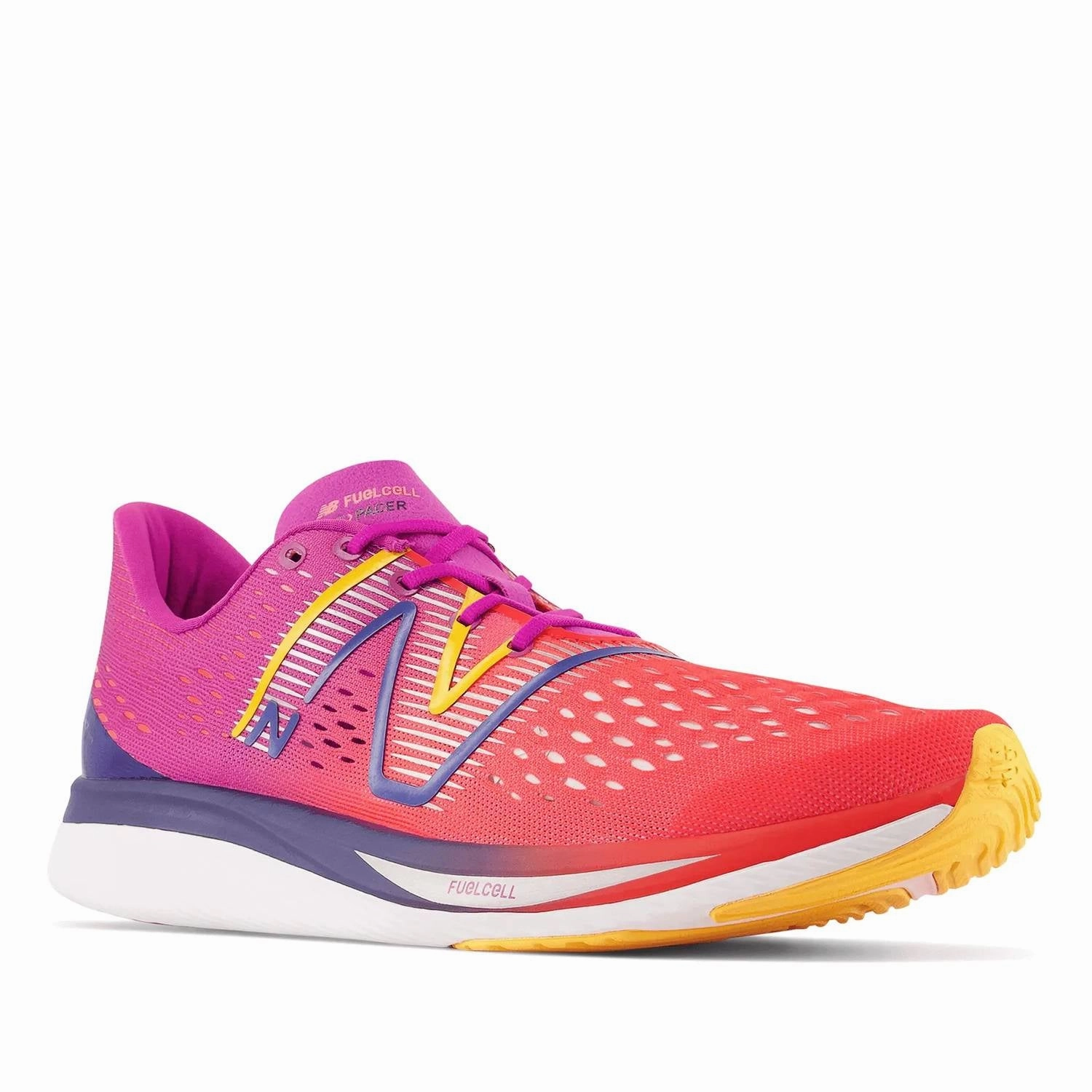 Men's Fuelcell Supercomp Pacer Running Shoes In Electric Red / Magenta Pop