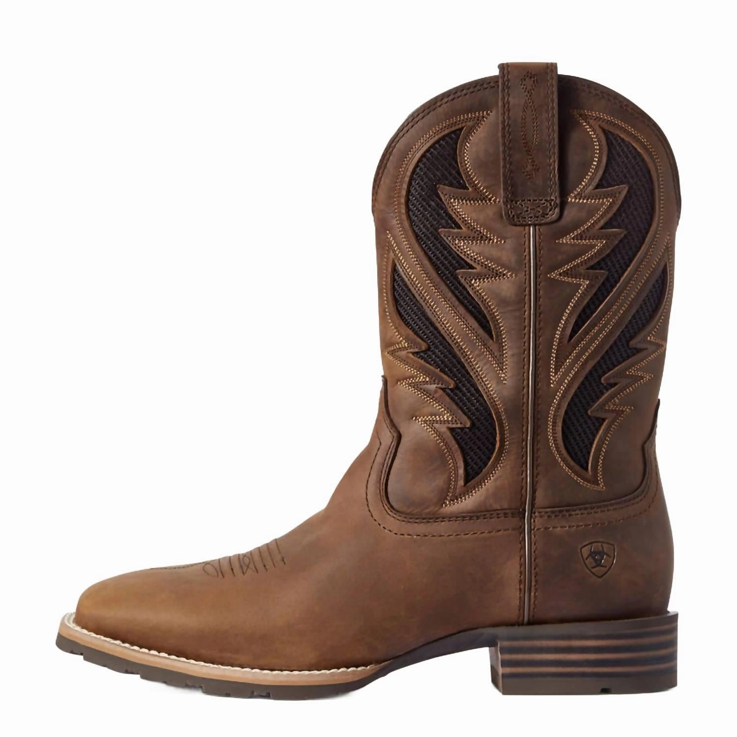 Men's Hybrid Venttek Western Square Toe Boot In Distressed Tan