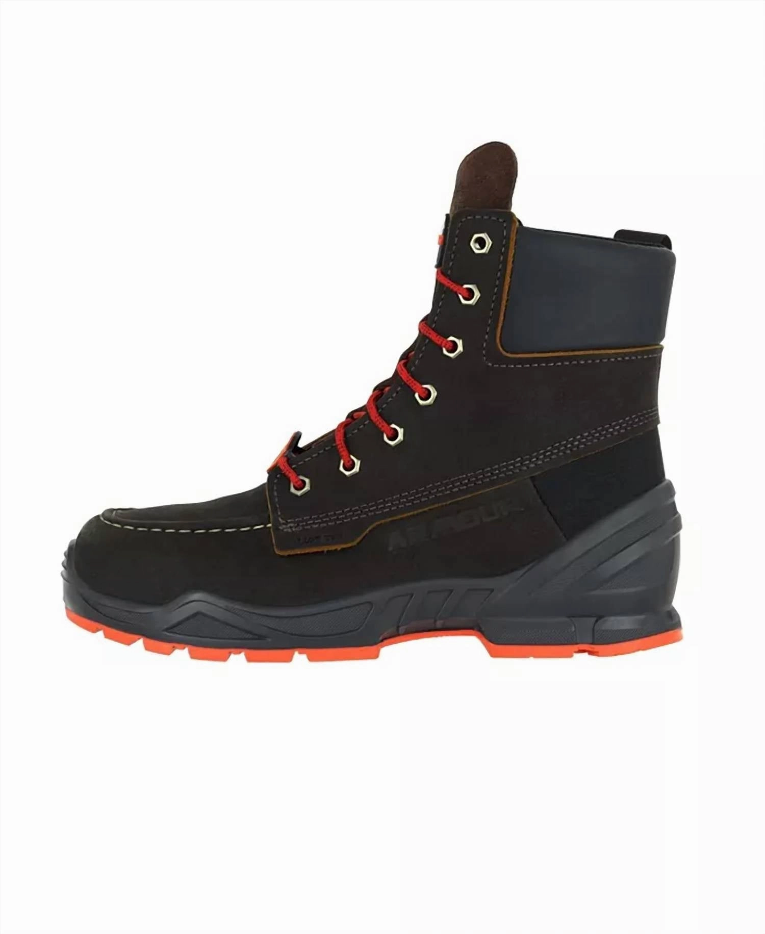 Men's Moc Toe Work Boots 8 In Dark Brown