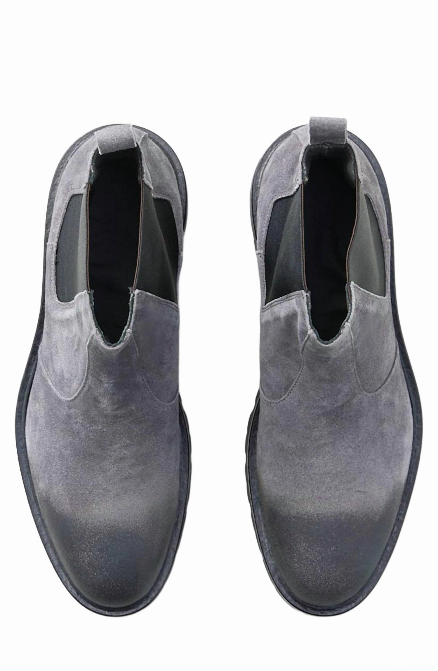 Men's Modern City Chelsea Suede Leather Boots In Gray Charcoal