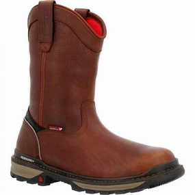 Men's Rams Horn Waterproof Pull-On Work Boot In Brown Mens Chukka Boots outlet deals