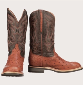 Men's Rowdy Full Quill Ostrich Exotic Boots In Cognac/brown Cheap Mens Boots & Chukkas
