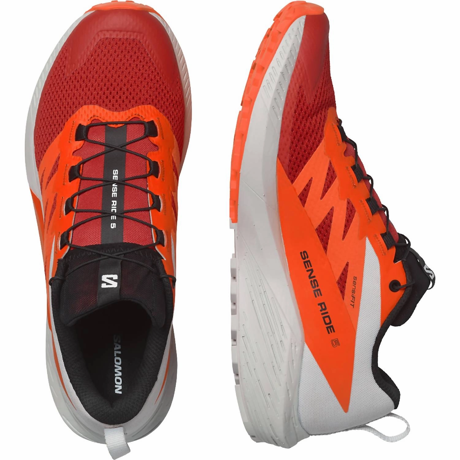 Men's Sense Ride 5 Trail Running Shoes In Lunar Rock/shocking Orange/fiery Red