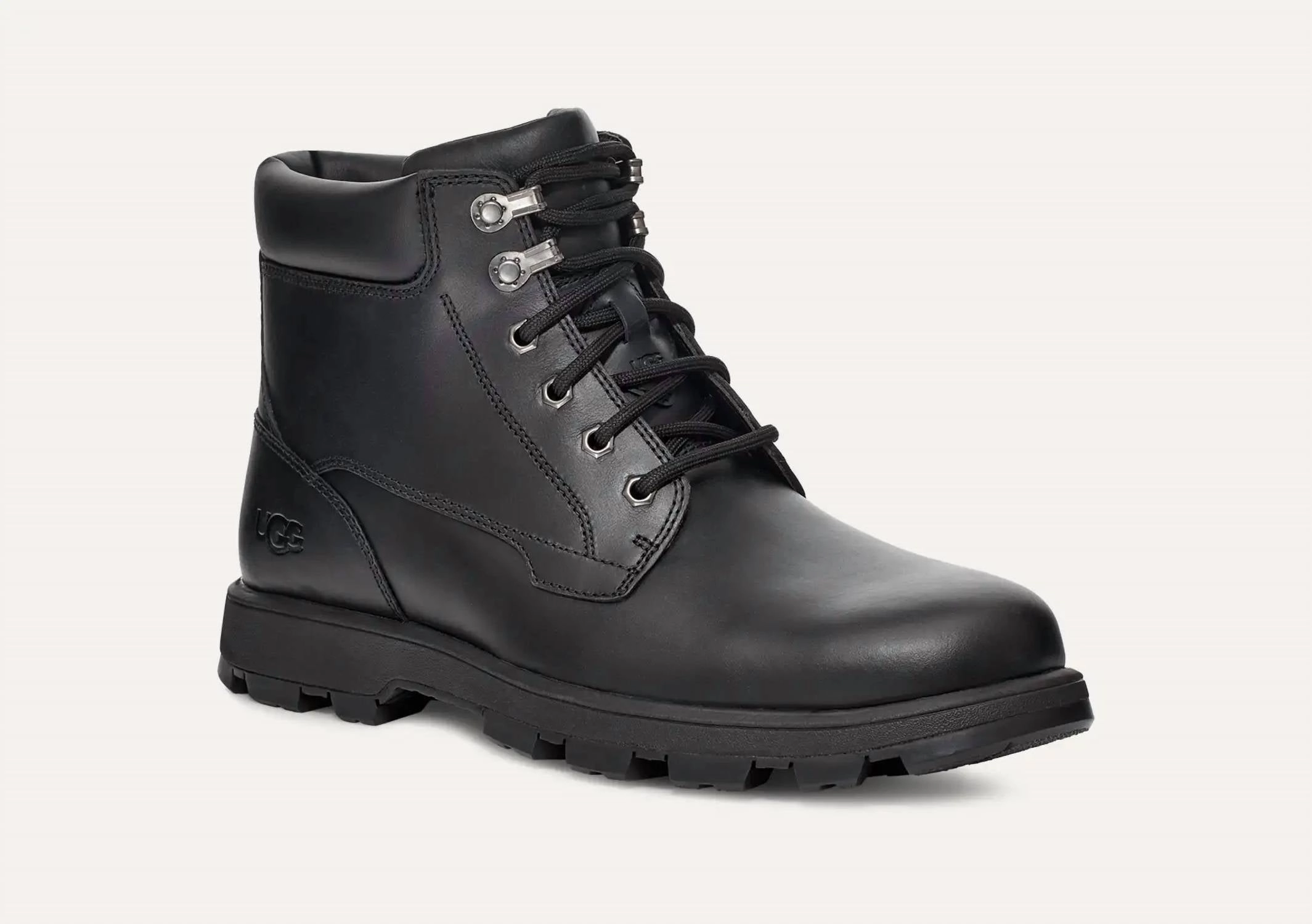 Men's Stenton Boots In Black Leather Mens Winter & Rain Boots clearance